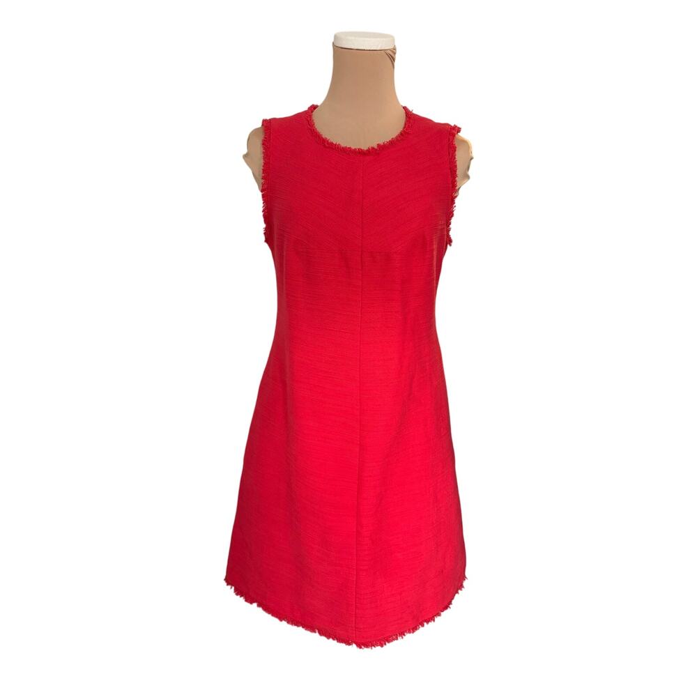 Banana Republic Red  Orange Fringe Dress Womens 4 Sleeveless Pockets